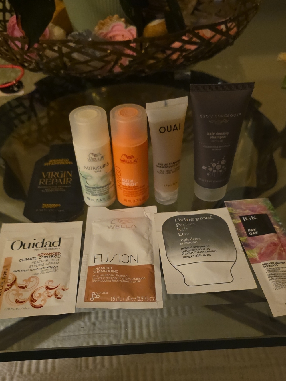 9 Assorted Travel Hair Care Sachets & Mini Bottles -